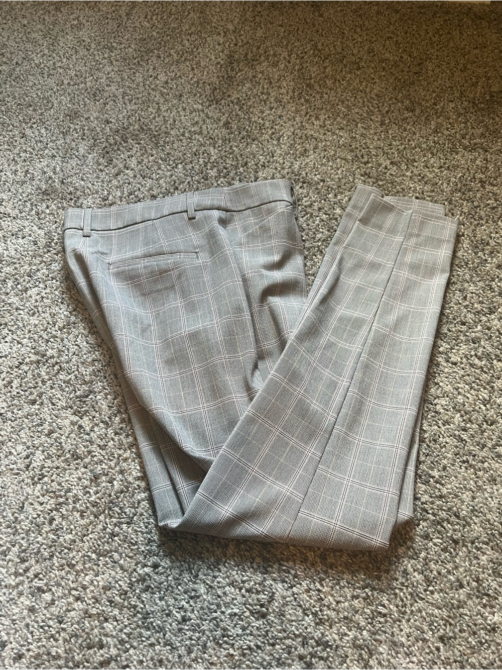 Express Editor Plaid Dress Pants in Gray